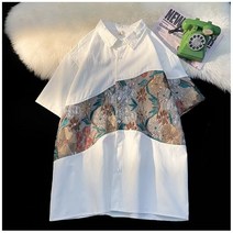 캐주얼 자수 포인트 루즈핏 여름 반팔 셔츠 OOTD 링클프리 기온별옷차림 꽃남방 3XL