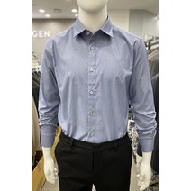 트루젠 면 혼방 구김적은 네이비 자가드 패턴 와이셔츠 드레스 셔츠