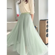 민스타일 웨딩 쉬폰 치마 레이스 샤스커트