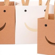 블루몬 포장 봉투 쇼핑백 접이식 사각 상자 스마일 선물 백 케이스 중 - 화이트