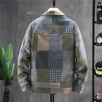 봄 가을 새로운 남성 체크 무늬 모직 코트 캐주얼자켓