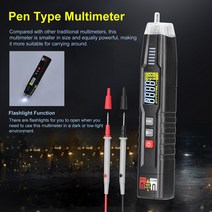 MAYILON 600V 펜 타입 지능형 디지털 멀티 미터 NCV 전압 저항 커패시턴스 주파수 테스트 4000 카운트 데이터 홀드, [01] Black, 한개옵션0