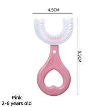 360 도 U자형 아기 칫솔 실리콘 구강 관리 청소, 3.PinkA