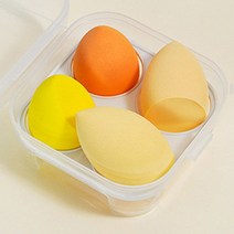 4종 물광 메이크업퍼프 케이스보관 파운데이션 스펀지, 오렌지, 상세 참조