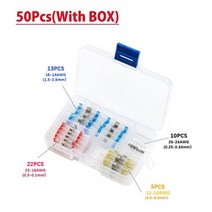 50/300/600/800Pcs 열 수축 버트 압착 단자 방수 솔더 씰 전기 엉덩이 커넥터 와이어 케이블 스플 라이스 터미널, 02 50pcs with box