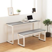 e스마트 스틸 2인용식탁 1200x400사각다리, 카페애쉬/블랙