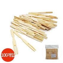 대나무 일회용 포크 90mm x 100개, 단품, 단품
