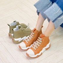 천연가죽 예쁜 파스텔 컬러 옆지퍼 말랑 푹신 발편한 키높이 5cm 하이탑 스니커즈 657