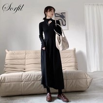 Baiwife 여성 미니 블랙 스커트 니트 원피스