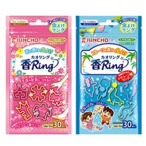 [킨죠카오링] KINCHO 킨초 카오링 모기 퇴치 팔찌 핑크1(꽃향30개입)+블루1(과일향30개입), 1세트