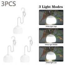 캠핑용 배터리 다이팩토리파워뱅크 에코플로우파워뱅크 휴대용 캠핑 랜턴 IPX4 방수 충전식 매달려 LED 조, 05 3Pcs White