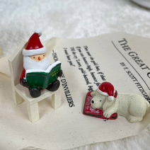 크리스마스 오브제 책읽는 산타와 강아지 소품