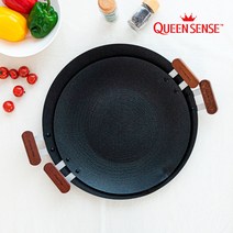 퀸센스 블랙우드 인덕션 솥뚜껑불판 우드손잡이 그리들 구이팬 35~40cm, 35cm