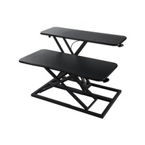 책상 스탠드 높이조절 모션테이블 1인용 이동식 키보드받침 수동, 더블 무단-무단계 호버링 공압 리프트-블랙