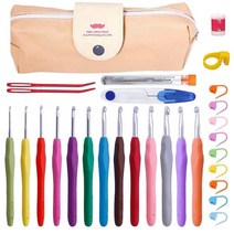 tlkkue crochet hooks set knitting tools for wool yarn and thread 크로셰 울 스카프 장갑 스웨터 large-eye blunt