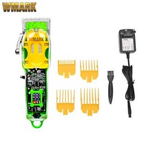 해면기 WMARK NG408 전문 헤어 커팅 머신 USB 충전식 클리퍼 트리머 페이드 블레이드 투명 커버 포함, NG408+Eu 플러그