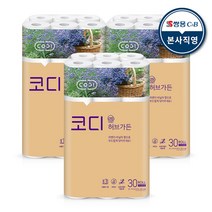 코디 [본사직영] 허브가든 3겹 롤화장지 27M 30롤, 30개, 3개