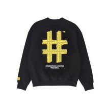 [빠른출고]/BEENTRILL 뉴 옐로우 테이핑 해시태그 오버핏 맨투맨(블랙)