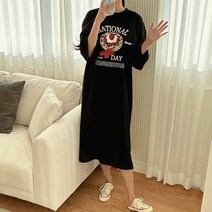 더매드문 와플데이 오버핏 롱원피스