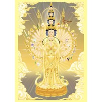 관세음 보살 족자 그림 천수천안 관음보살 불상화 수정거상 권축괘화 인화지 소봉 불당화, A3인화지소봉43X32cm