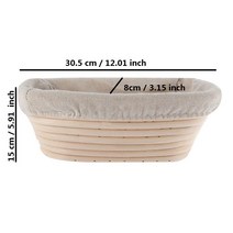 가성비 타원형 반죽 Banneton Brotform 등나무 빵 교정 바구니 등나무 위커 발효 사워도우 바구니 18 크기 호환, 17 size 30.5x15x8cm