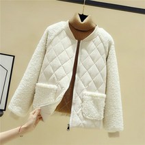 여성 가을겨울 뽀글이 패치 점퍼 집업 노카라 자켓 데일리룩
