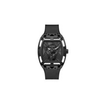 GUESS US 남자 남성용 블랙 아날로그 컷아웃 시계 블랙., Black/Black/Black