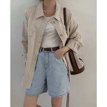 아누 피넛 여성 하프 야상 점퍼 린넨100 봄 간절기 루즈핏 잠바