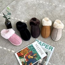 여성용 가죽 스웨이드 패치 어그 슬리퍼 양털단화