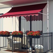차양막 매장 주택 고정 천 처마 캐노피 방수, 2.5m x 1.2m+화이트 브래킷+버건디