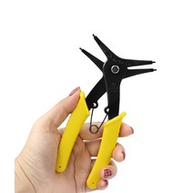 이중플라이어 내부 외부 스냅링 장착 스프링 부품 고정 멈춤링 리테이닝링 구멍용 축용 동심링 서클립 클립 제거 수리 수동 공구 도구 그립 수공구 이중헤드 옐로