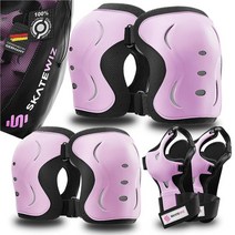 SKATEWIZ 스케이트 보호 장비 성인용 임팩트 사이즈 L 핑크 화이트 스케이트보드 패드 무릎 팔꿈치 롱보드 액세서리 여성 롤러 스케이트를 위한 6154067117, L (Teen/Adult 16 years and old, PINK BLACK, PINK BLACK