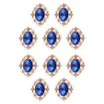 10 조각 금속 라인 석 생크 버튼 1.2inchx1inch 바느질 장식 꾸밈에 바느질 diy 스크랩북 보석 브로치 만들기, 금속 합금, 푸른