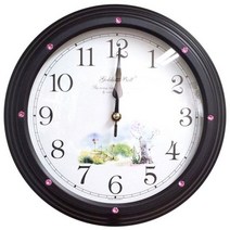 GB4547 무소음 핑크큐빅 메탈벽시계25cm 진밤색꽃나, 없음