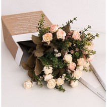 미니장미 4컬러 셀프웨딩부케 장미조화 병문안선물, 진핑크, 진핑크