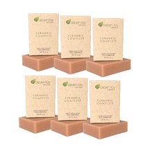 천연 및 유기농 성분으로 만든 바디 페이스용 강황 비누 바. 모든 피부 타입을 위한 순한 u2013 미국산 4.5oz 바, 6 팩