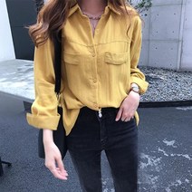 오버핏 셔츠블라우스 여성린넨셔츠 루즈핏 간절기남방