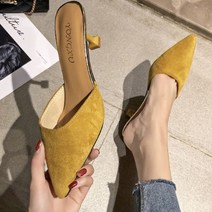 [최저가]스웨이드 스틸레토 뮬 펌프스힐 3color 6cm