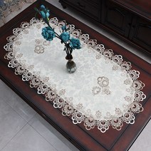 스노우드림 차이나 타원형 식탁보 모던 심플 레이스 식탁보, 50x110cm, 투톤레이스