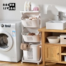 나은리빙 3단 빨래 바구니 빨래통 세탁 보관함 수거함, 1개, 화이트