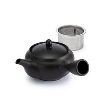 KYUSU 잎차용 인퓨저가 있는 찻주전자 일본 수제 도코나메 세라믹과 블랙 클레이 300ml USA 미국