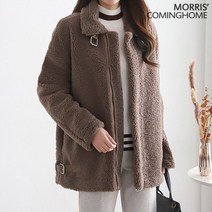 모리스커밍홈 하이넥 인조양털 무스탕 롱 자켓 M2111MU703D