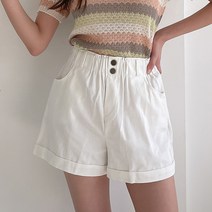 주디앤 여성 라고 투버튼 밴딩 코튼 반바지