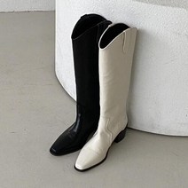 베이직 웨스턴 디커 롱부츠 모던시크 하이힐 통굽 7cm