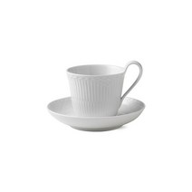 Royal Copenhagen 로얄코펜하겐 화이트 플루티드 하프 레이스 피겨린 도자기 하이 핸들 컵 & 소서 커피 잔 찻잔 250ml