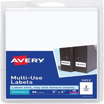1 Pack Avery Self-Adhesive Removable Labels 3 x 4 Inches White 80 per Pack (5453)