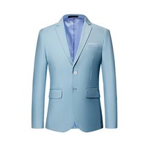 남성용 세련된 컬러풀 슬림핏 캐주얼 블레이저 재킷 그린 퍼플 블랙 옐로우 웨딩 무도회 정장 코트, Asia L 53 to 58kg, blue