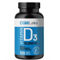 CGM Labs 비타민 D3 10 000IU 120 소프트젤 Highly Absorbable Liquid Softgel, 3병 360 소프트젤