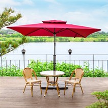 원터치 2500 사각 파라솔+콘크리트 베이스 25kgX2, 초코