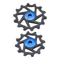 도로 산악 자전거를위한 2PC 가이드 롤러 들러 세라믹 기수 휠 베어링 풀리 자전거 긴장 후방 Derailleur, 파란색, 61mm 69mm, 수지